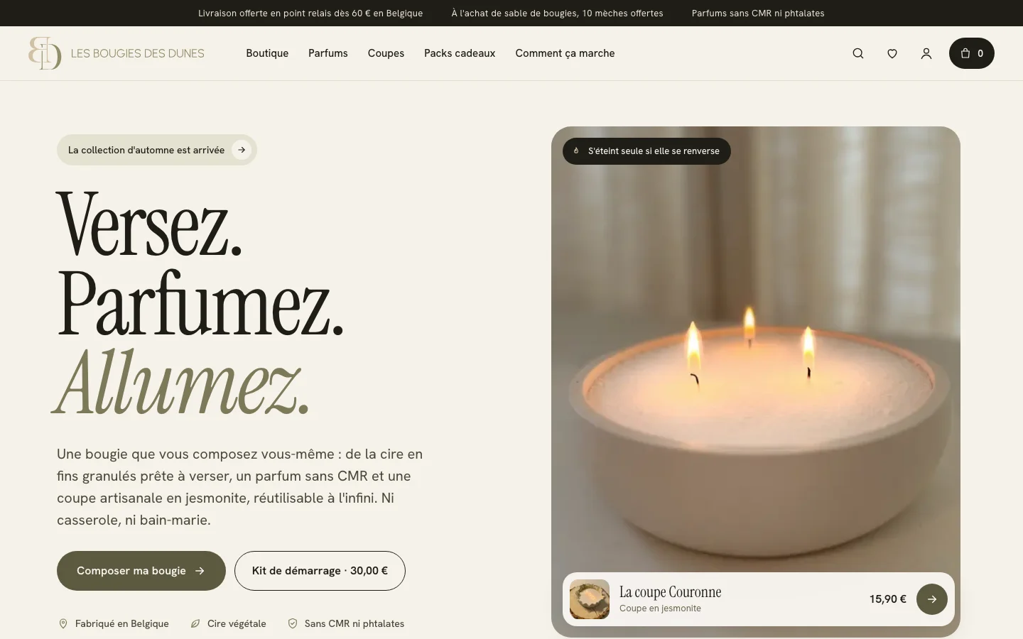 Page d’accueil de bougiesdesdunes.com