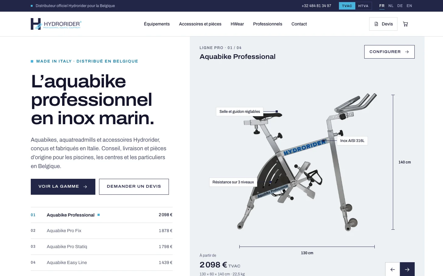 Page d’accueil de hydroriderbelgique.com